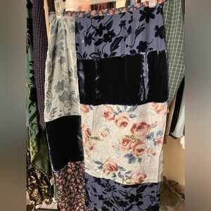 Vintage 90s josephine chaus patchwork midi skirt.